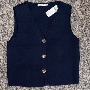 NWT Abercrombie & Fitch Dark Blue Cardigan with Gold Button